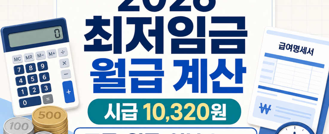 2026 최저시급 월급·연봉 계산: 세전 2,156,880원 기준