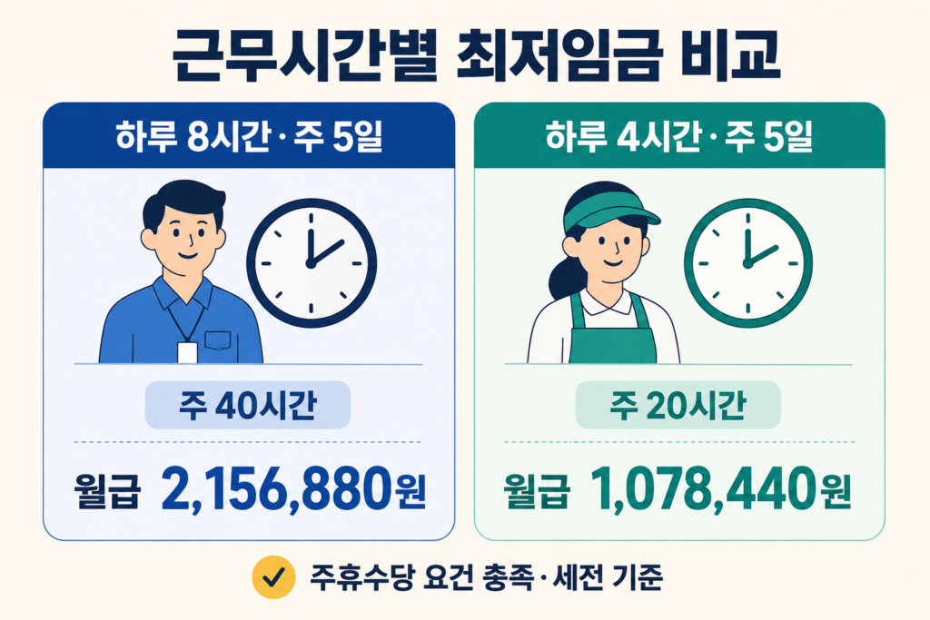 2026 최저임금 월급, 근무시간별 계산법 설명 이미지 3