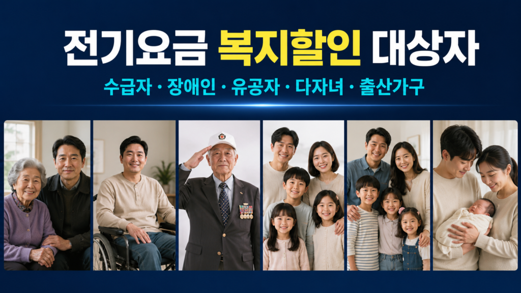 전기요금 복지할인 대상별 금액과 신청법 설명 이미지