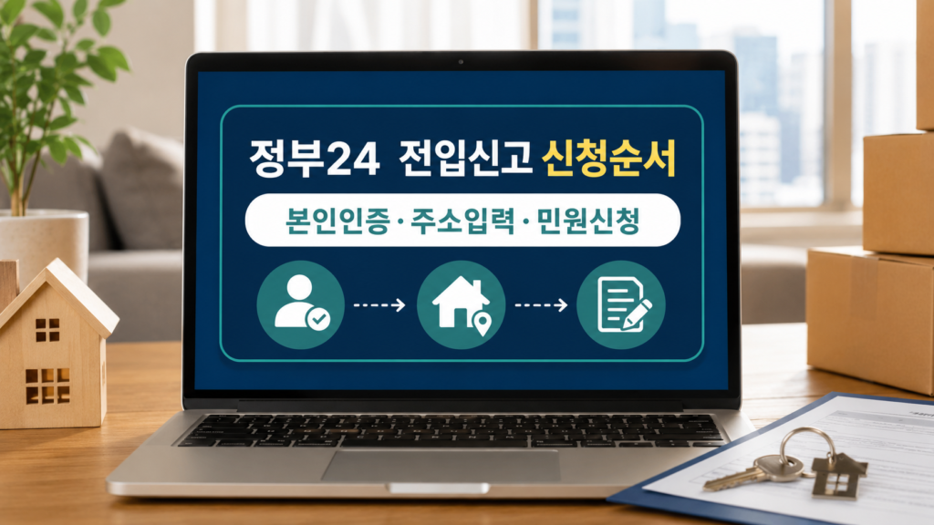 전입신고 인터넷 신청방법 정부24 세대주 확인과 처리시간 설명 이미지