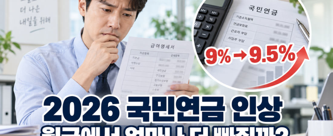 2026 국민연금 보험료율 인상, 월급에서 매달 얼마나 더 빠질까?