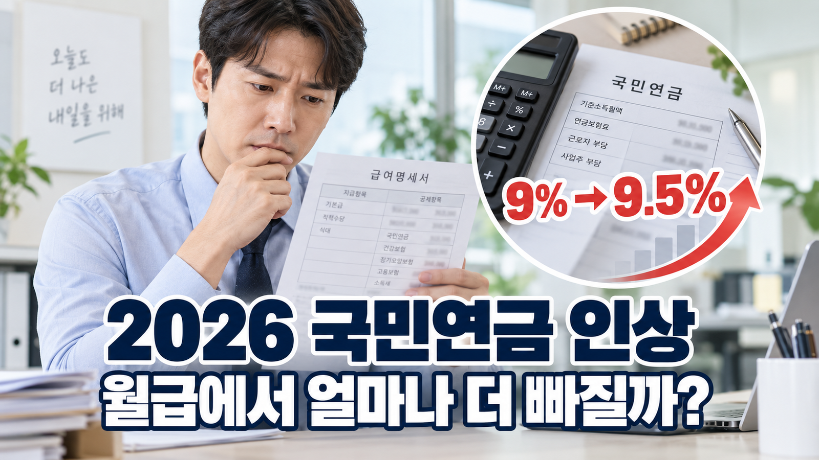 2026 국민연금 보험료율 인상, 월급에서 매달 얼마나 더 빠질까?